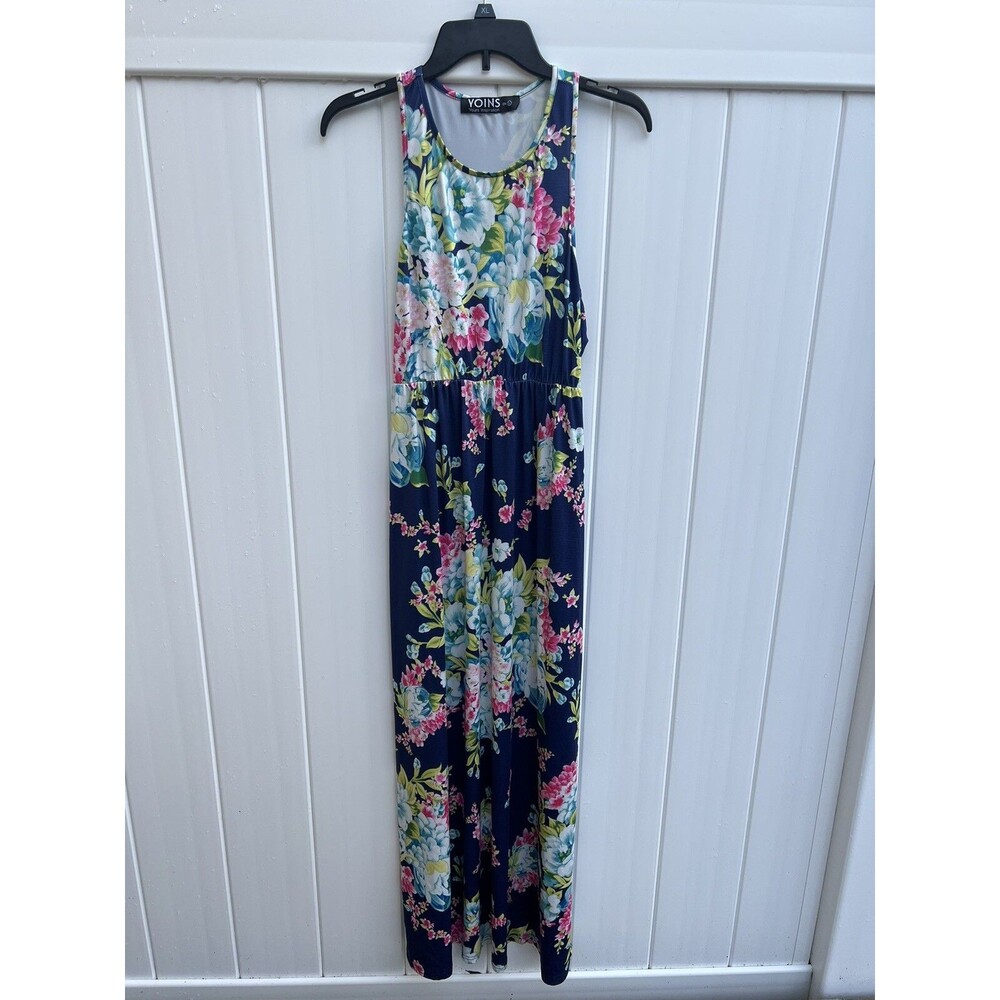 Yoins Yours Inspiration Floral Sleeveless Dress Multicolor Pockets Womens Large